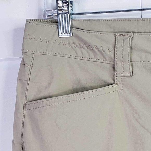 Eddie Bauer Capri Womens Travex Cargo Ruched Leg Pant Khaki Tan Size 6 Stretch - Picture 4 of 11